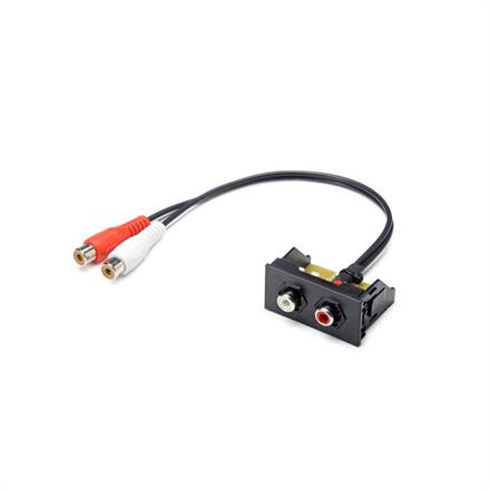 Module 2x RCA rouge/blanc F/F noir avec câble de 200 mm