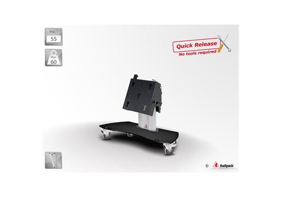 Monitor Standfuss mit Rollen Quick Release L&S5 bis 55"